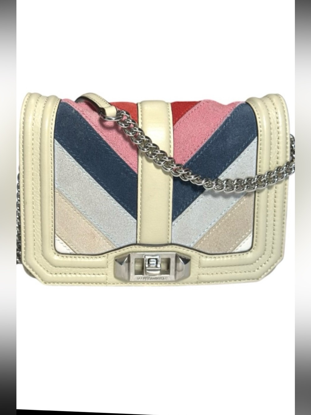 Rebecca Minkoff cream multi-color leather chevron crossbody bag Women’s purses